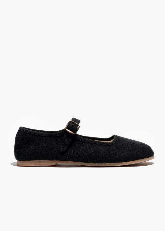 Black Mary Jane shoe handcrafted with up-cycled fabric 